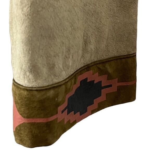 SFR Santa Fe Receations Suede Womens Aztec Western Beige Painted Coat Jacket L - Picture 10 of 16